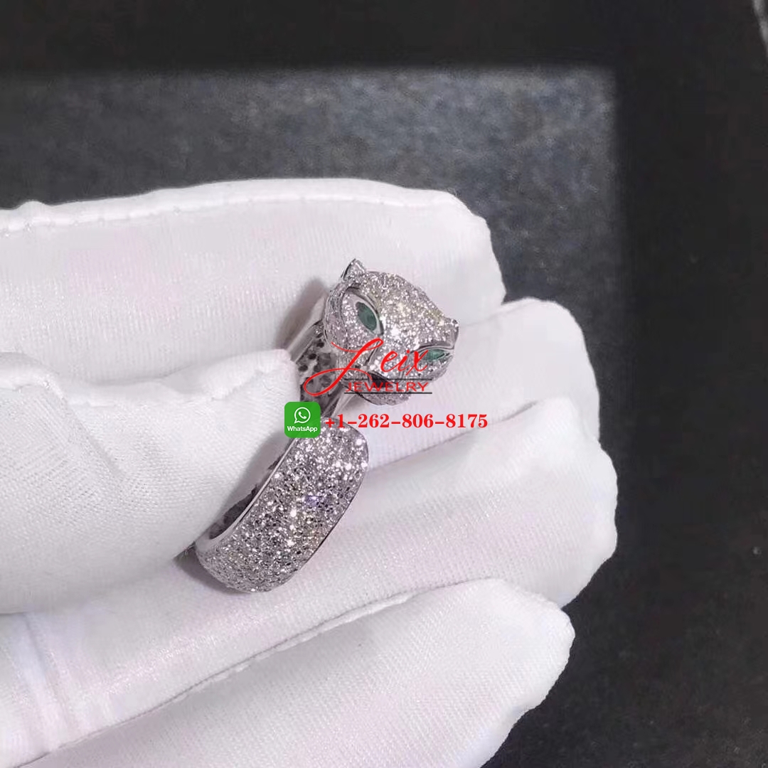 Cartier 18k White Gold Full Pave Diamond Panthère de Cartier Ring Cartier 18k White Gold Full Pave Diamond Panthère de Cartier Ring