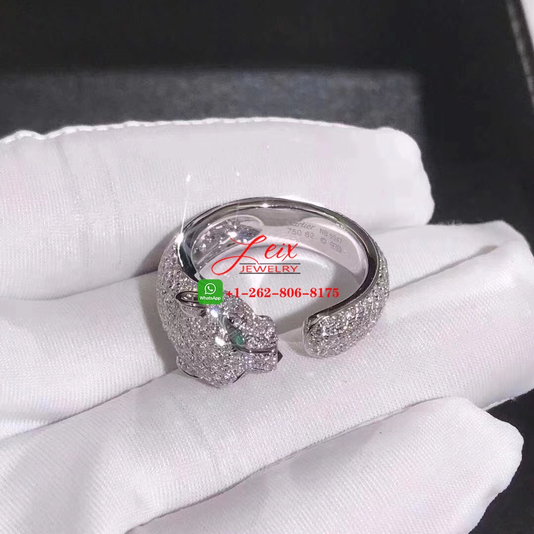 Cartier 18k White Gold Full Pave Diamond Panthère de Cartier Ring (1) Cartier 18k White Gold Full Pave Diamond Panthère de Cartier Ring