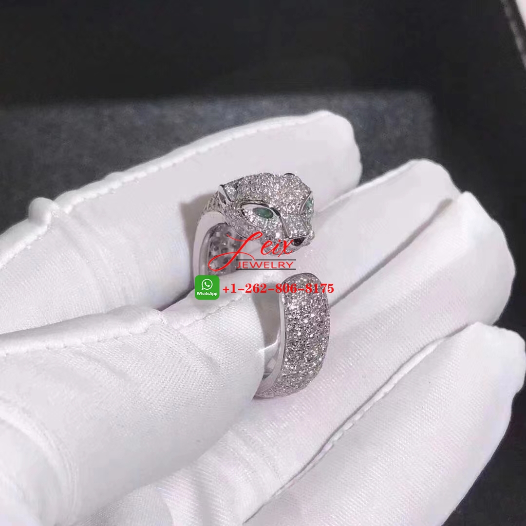 Cartier 18k White Gold Full Pave Diamond Panthère de Cartier Ring (2) Cartier 18k White Gold Full Pave Diamond Panthère de Cartier Ring