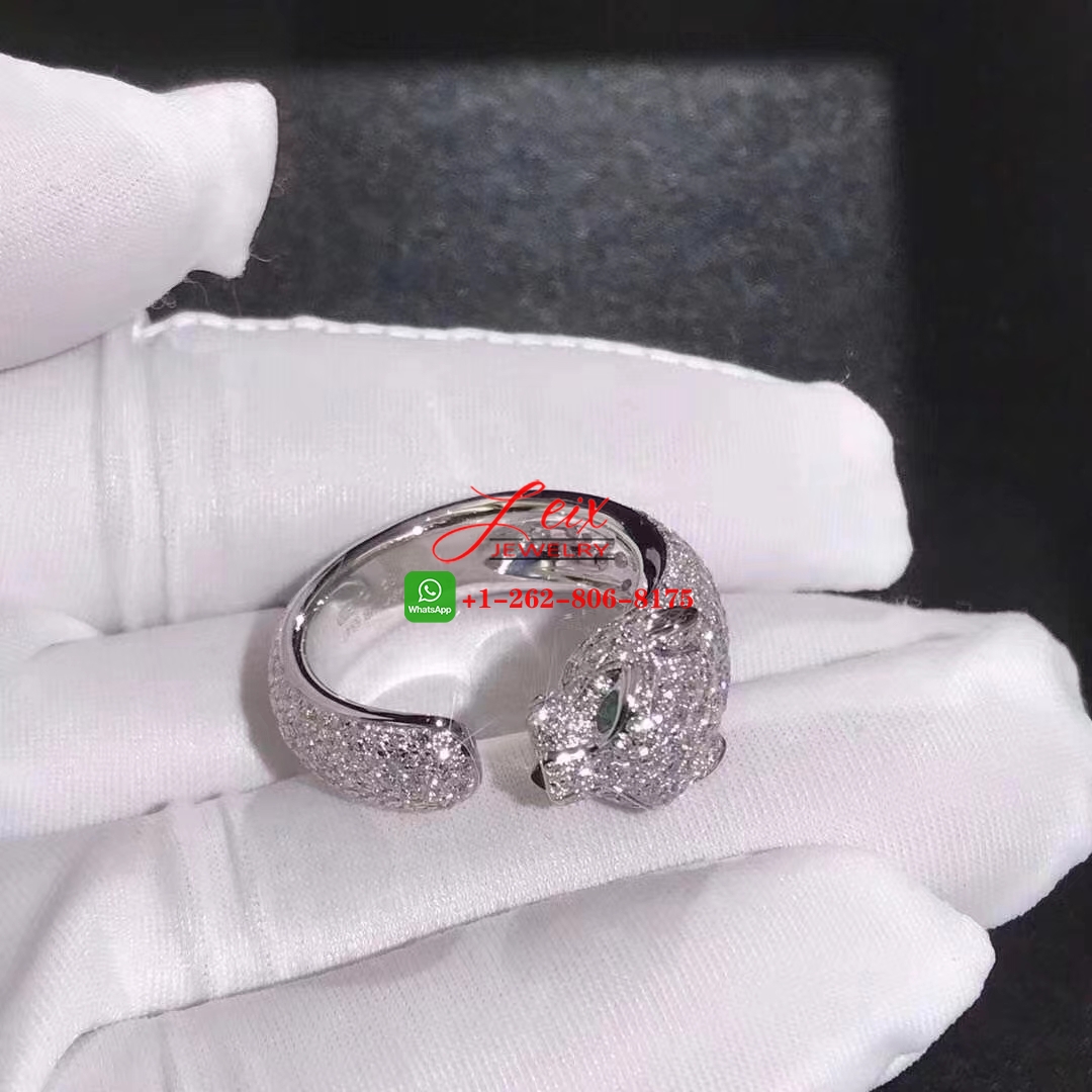 Cartier 18k White Gold Full Pave Diamond Panthère de Cartier Ring (4) Cartier 18k White Gold Full Pave Diamond Panthère de Cartier Ring