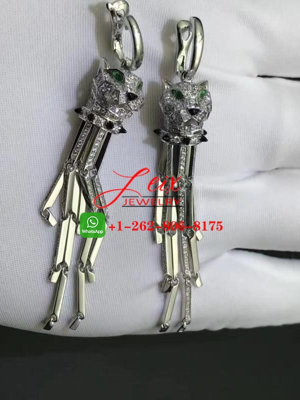 Cartier 18k White Gold Panthere de Cartier 2.49ct Diamond Tassels Earrings (1) Cartier 18k White Gold Panthere de Cartier 2.49ct Diamond Tassels Earrings