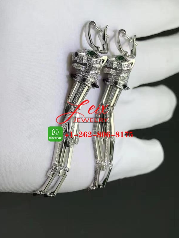 Cartier 18k White Gold Panthere de Cartier 2.49ct Diamond Tassels Earrings (2) Cartier 18k White Gold Panthere de Cartier 2.49ct Diamond Tassels Earrings