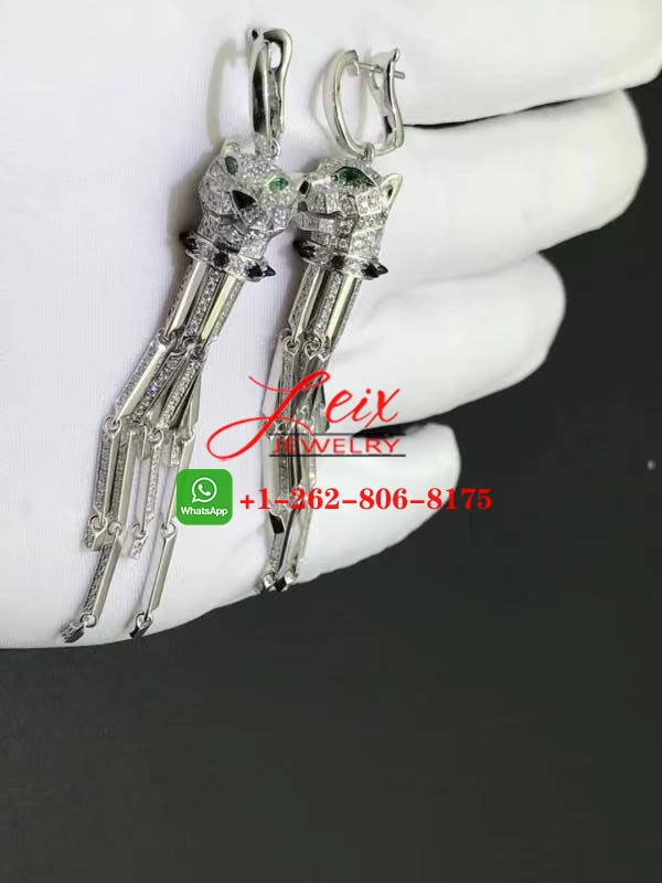 Cartier 18k White Gold Panthere de Cartier 2.49ct Diamond Tassels Earrings (3) Cartier 18k White Gold Panthere de Cartier 2.49ct Diamond Tassels Earrings