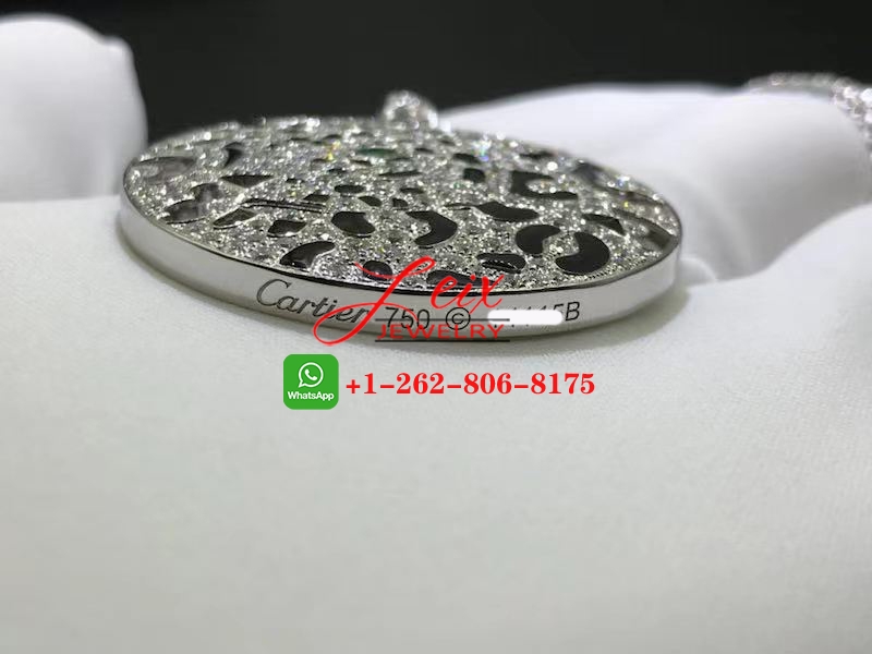 Cartier 18k White Gold Panthere de Cartier 2.75ct Diamond Emerald Black Lacquer Pendant Necklace (1) Cartier 18k White Gold Panthere de Cartier 2.75ct Diamond Emerald Black Lacquer Pendant Necklace