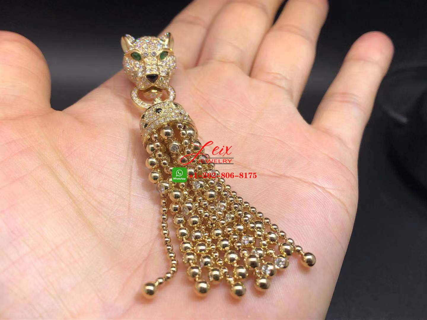 Cartier 18k Yellow Gold 3.24ct Diamond Panthere de Cartier Tassels Pendant Necklace (11) Cartier 18k Yellow Gold 3.24ct Diamond Panthere de Cartier Tassels Pendant Necklace