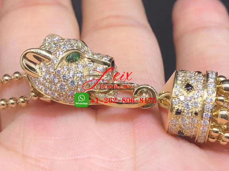 Cartier 18k Yellow Gold 3.24ct Diamond Panthere de Cartier Tassels Pendant Necklace (2) Cartier 18k Yellow Gold 3.24ct Diamond Panthere de Cartier Tassels Pendant Necklace