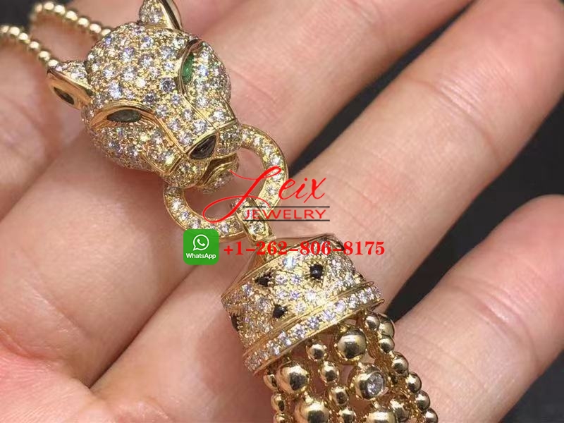 Cartier 18k Yellow Gold 3.24ct Diamond Panthere de Cartier Tassels Pendant Necklace (3) Cartier 18k Yellow Gold 3.24ct Diamond Panthere de Cartier Tassels Pendant Necklace