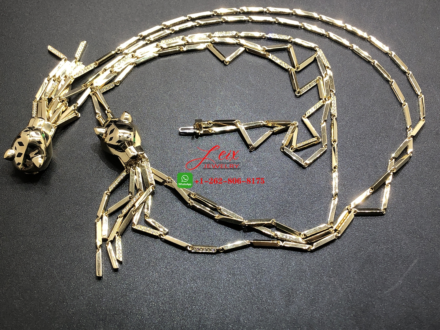 Cartier 18k Yellow Gold Double Head Tassel Panthere Multi Strand Vintage Necklace (4) Cartier 18k Yellow Gold Double Head Tassel Panthere Multi Strand Vintage Necklace