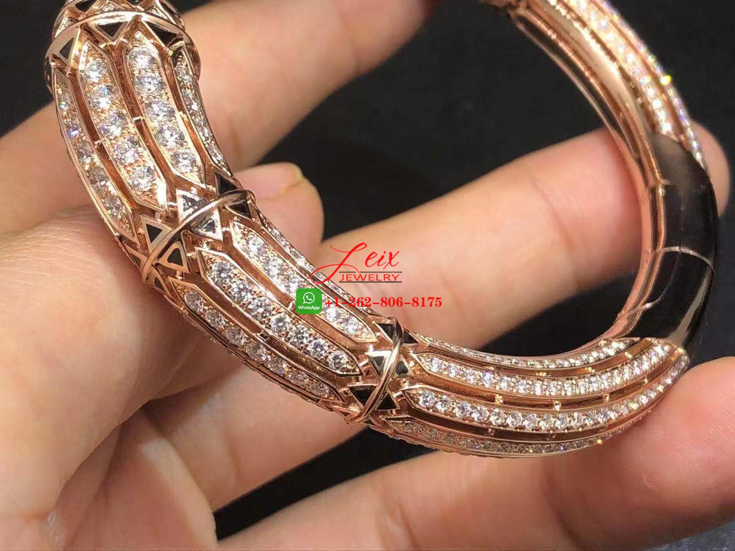 Cartier Art-Déco Inspired 18k Rose Gold 12.73ct Diamond, Coral, Black Lacquer & Onyx High Jewelry Bracelet (2) Cartier Art-Déco Inspired 18k Rose Gold 12.73ct Diamond, Coral, Black Lacquer & Onyx High Jewelry Bracelet