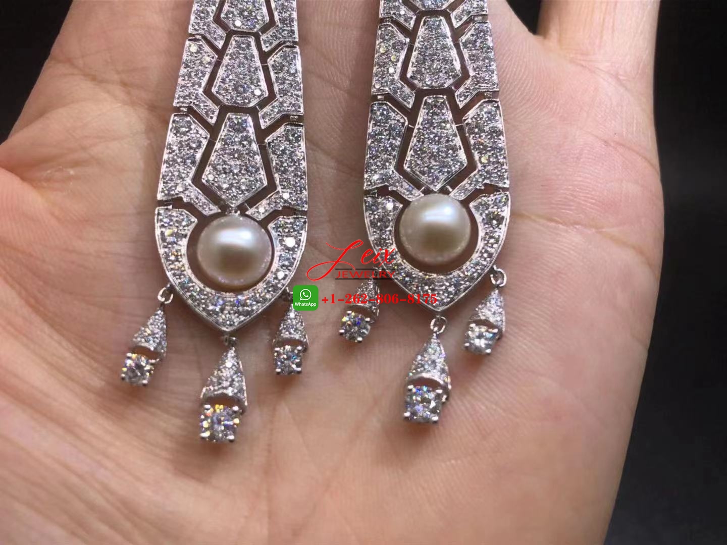 Cartier Evasions Joallieres 18k White Gold 6.35ct Diamond & Pearl Long Drop Earrings (12) Cartier Evasions Joallieres 18k White Gold 6.35ct Diamond & Pearl Long Drop Earrings