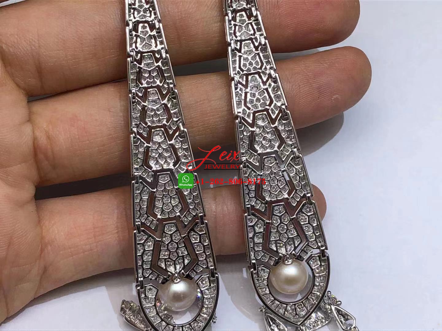 Cartier Evasions Joallieres 18k White Gold 6.35ct Diamond & Pearl Long Drop Earrings (7) Cartier Evasions Joallieres 18k White Gold 6.35ct Diamond & Pearl Long Drop Earrings