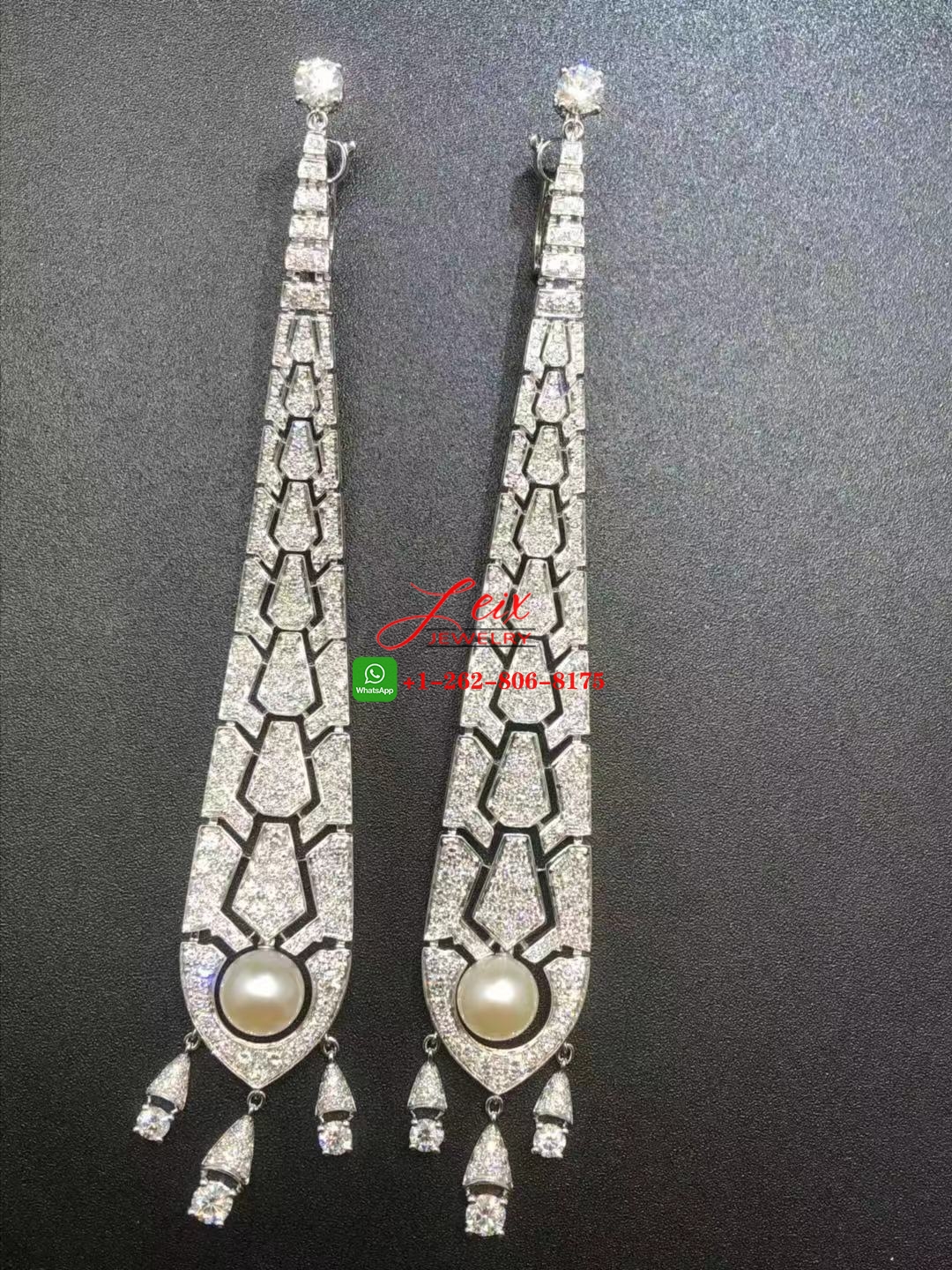 Cartier Evasions Joallieres 18k White Gold 6.35ct Diamond & Pearl Long Drop Earrings Cartier Evasions Joallieres 18k White Gold 6.35ct Diamond & Pearl Long Drop Earrings