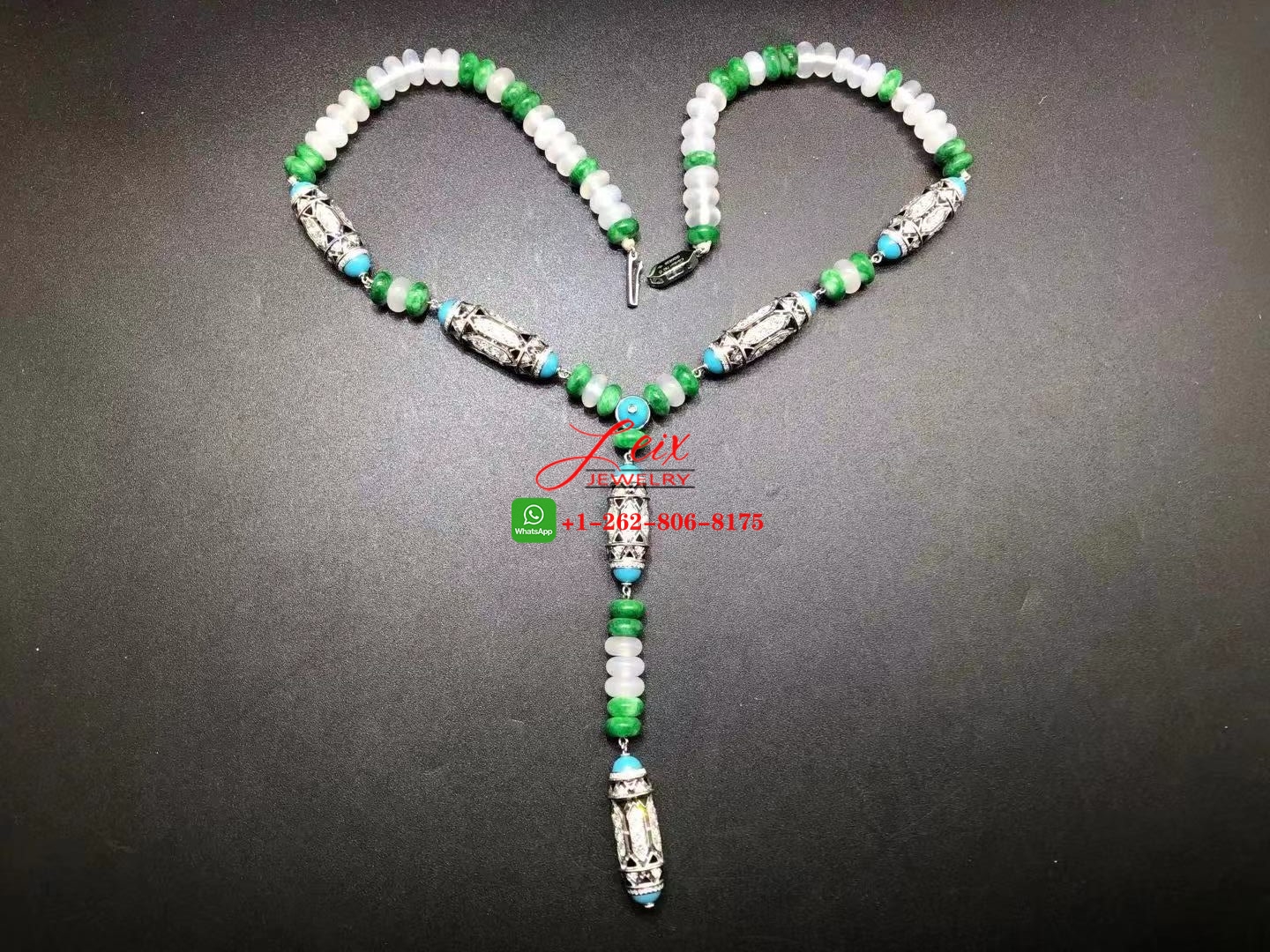 Cartier High Jewelry Art-Deco inspired 9.74ct Diamond, Chalcedony & Turquoise Necklace Cartier High Jewelry Art-Deco inspired 9.74ct Diamond, Chalcedony & Turquoise Necklace