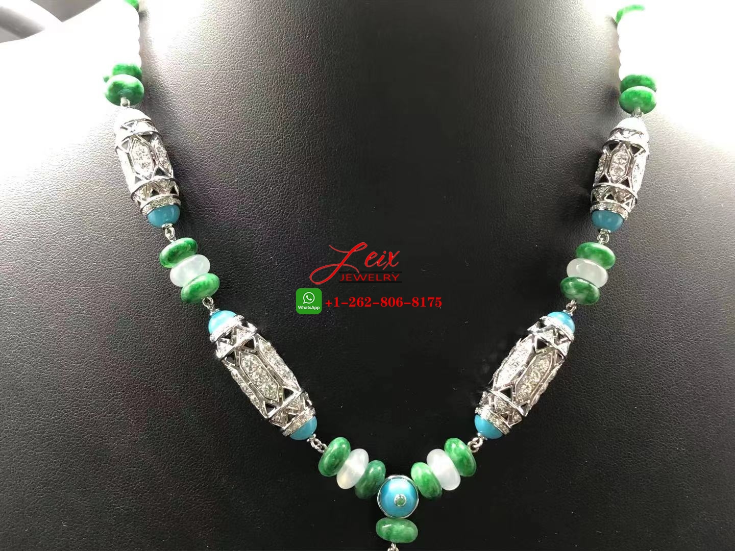 Cartier High Jewelry Art-Deco inspired 9.74ct Diamond, Chalcedony & Turquoise Necklace (3) Cartier High Jewelry Art-Deco inspired 9.74ct Diamond, Chalcedony & Turquoise Necklace
