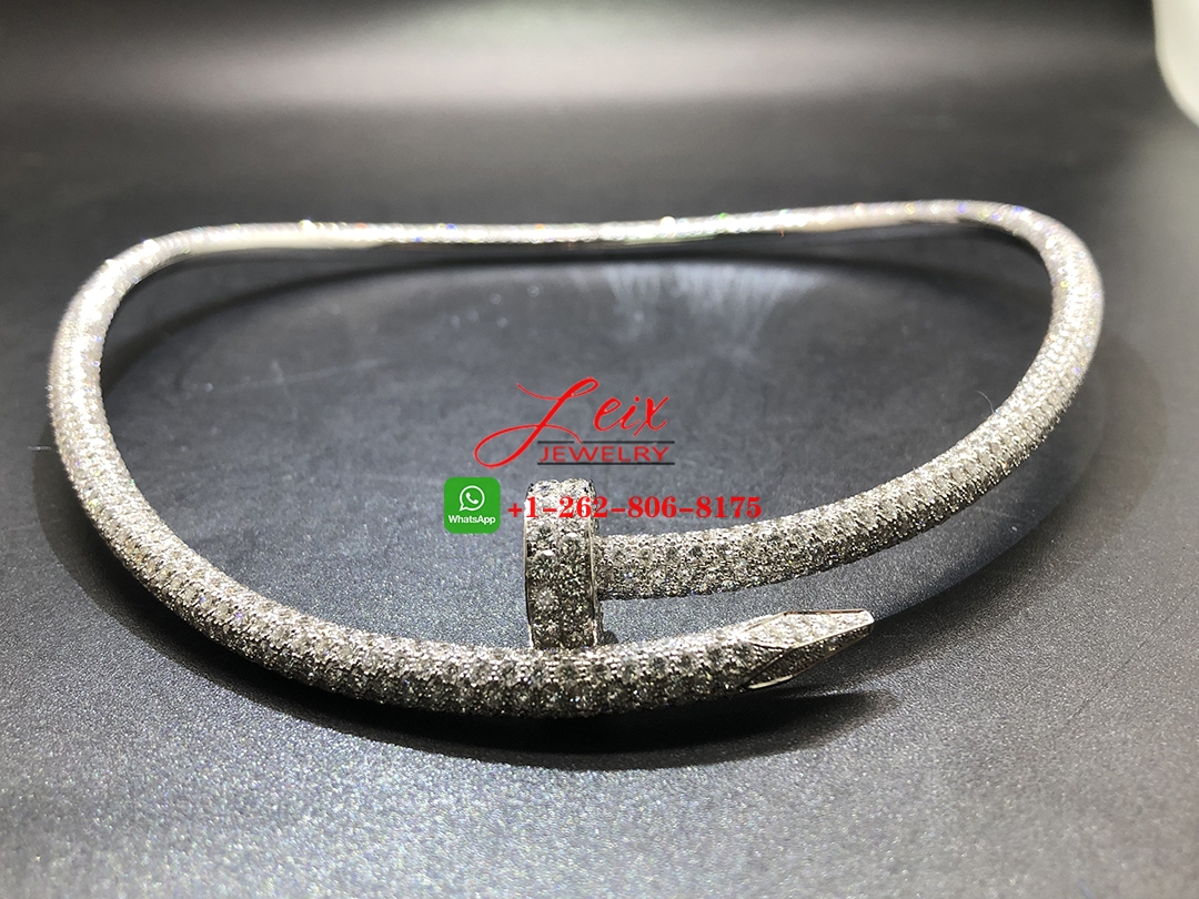 Cartier Juste un Clou Nail 18k White Gold Full Pave Diamond Large Model Necklace (3) Cartier Juste un Clou Nail 18k White Gold Full Pave Diamond Large Model Necklace