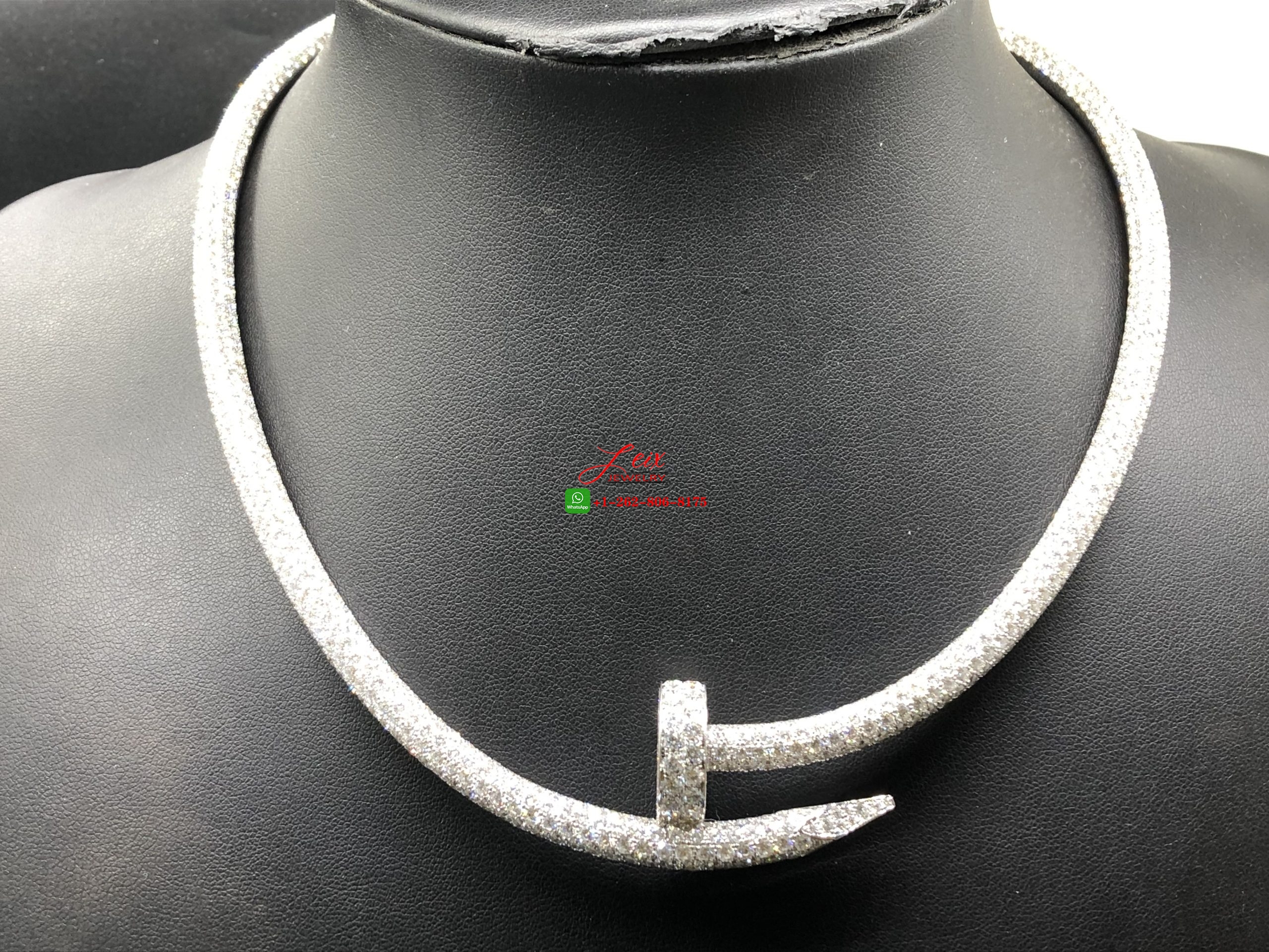 Cartier Juste un Clou Nail 18k White Gold Full Pave Diamond Large Model Necklace (4) Cartier Juste un Clou Nail 18k White Gold Full Pave Diamond Large Model Necklace