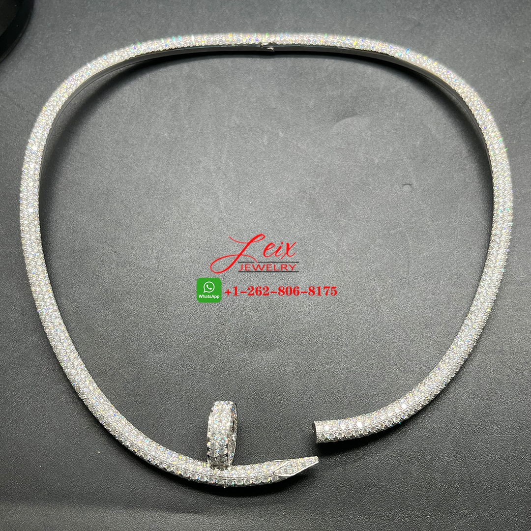 Cartier Juste un Clou Nail 18k White Gold Full Pave Diamond Large Model Necklace (5) Cartier Juste un Clou Nail 18k White Gold Full Pave Diamond Large Model Necklace