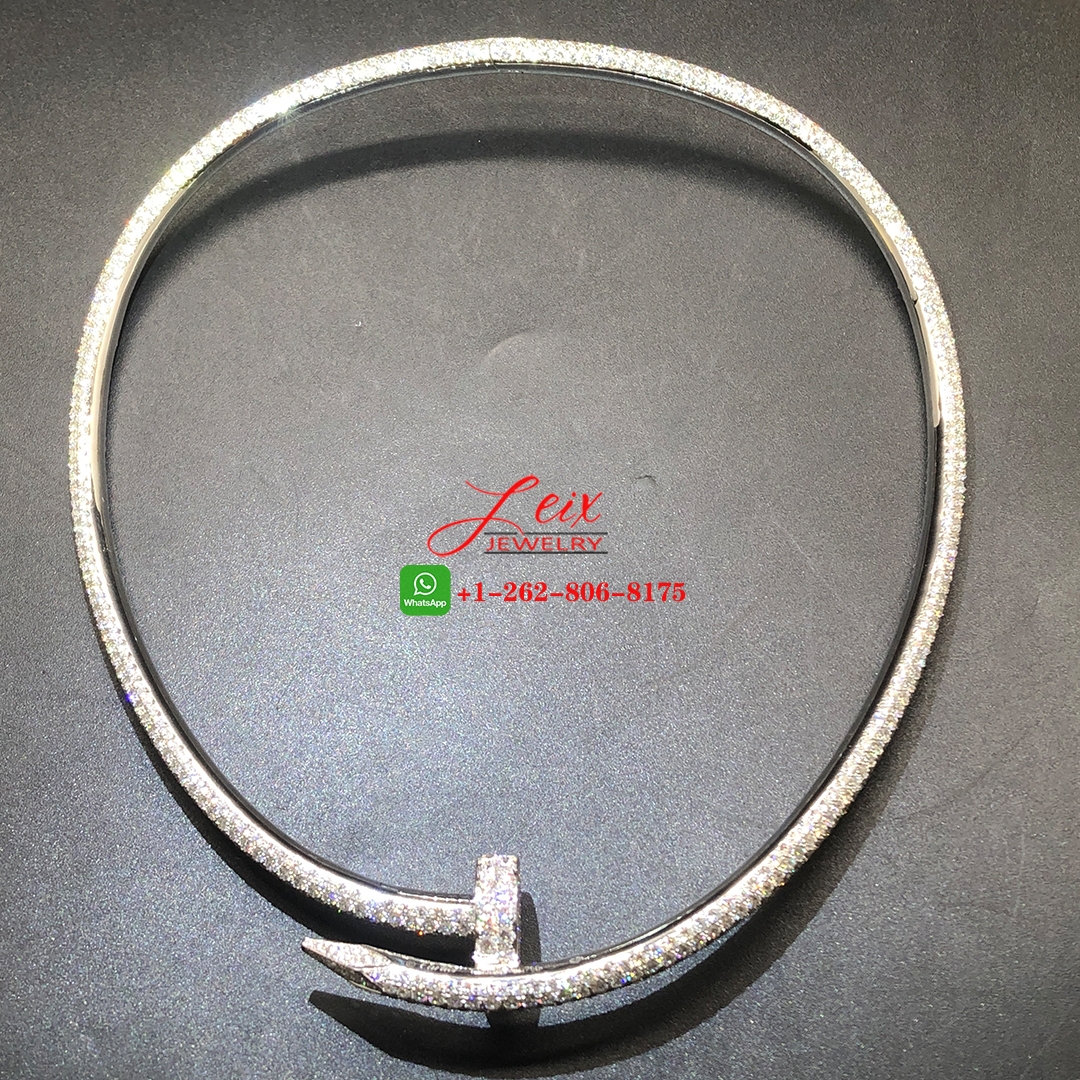 Cartier Juste un Clou Nail 18k White Gold Full Pave Diamond Large Model Necklace (7) Cartier Juste un Clou Nail 18k White Gold Full Pave Diamond Large Model Necklace