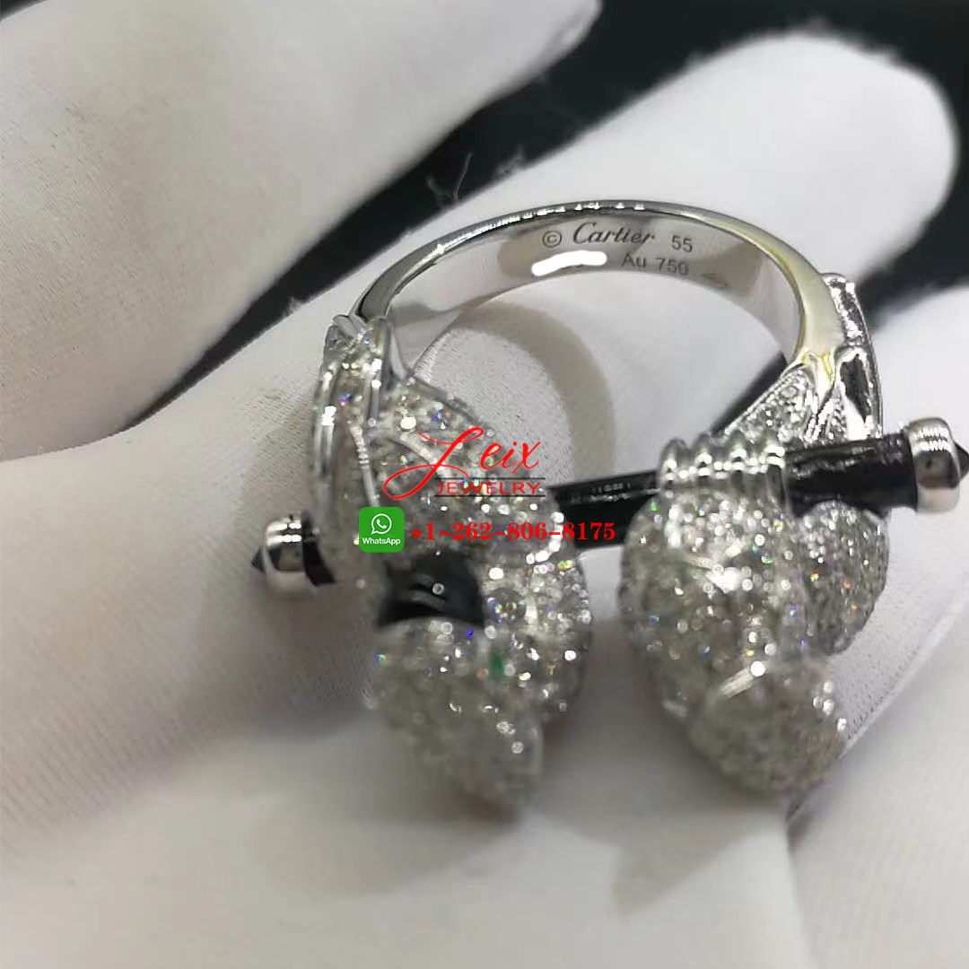 Cartier Les Oiseau Liberes 18k White Gold Diamond Parrot Love Birds Ring (5) Cartier Les Oiseau Liberes 18k White Gold Diamond Parrot Love Birds Ring