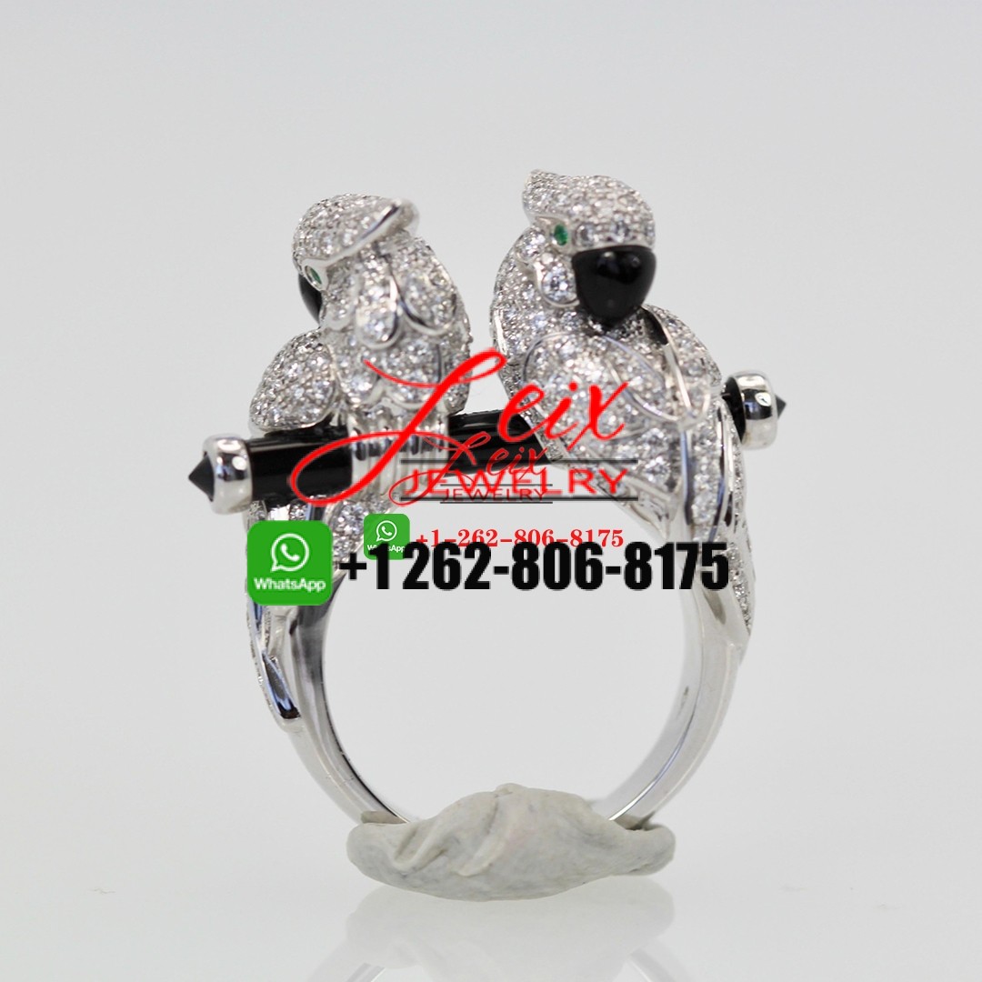 Cartier Les Oiseau Liberes 18k White Gold Diamond Parrot Love Birds Ring Cartier Les Oiseau Liberes 18k White Gold Diamond Parrot Love Birds Ring