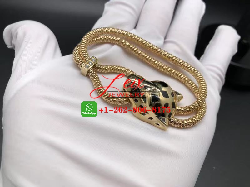 Cartier Panthere de Cartier Diamond Garnet & Onyx 18k Yellow Gold Chain Bracelet (4) Cartier Panthere de Cartier Diamond Garnet & Onyx 18k Yellow Gold Chain Bracelet