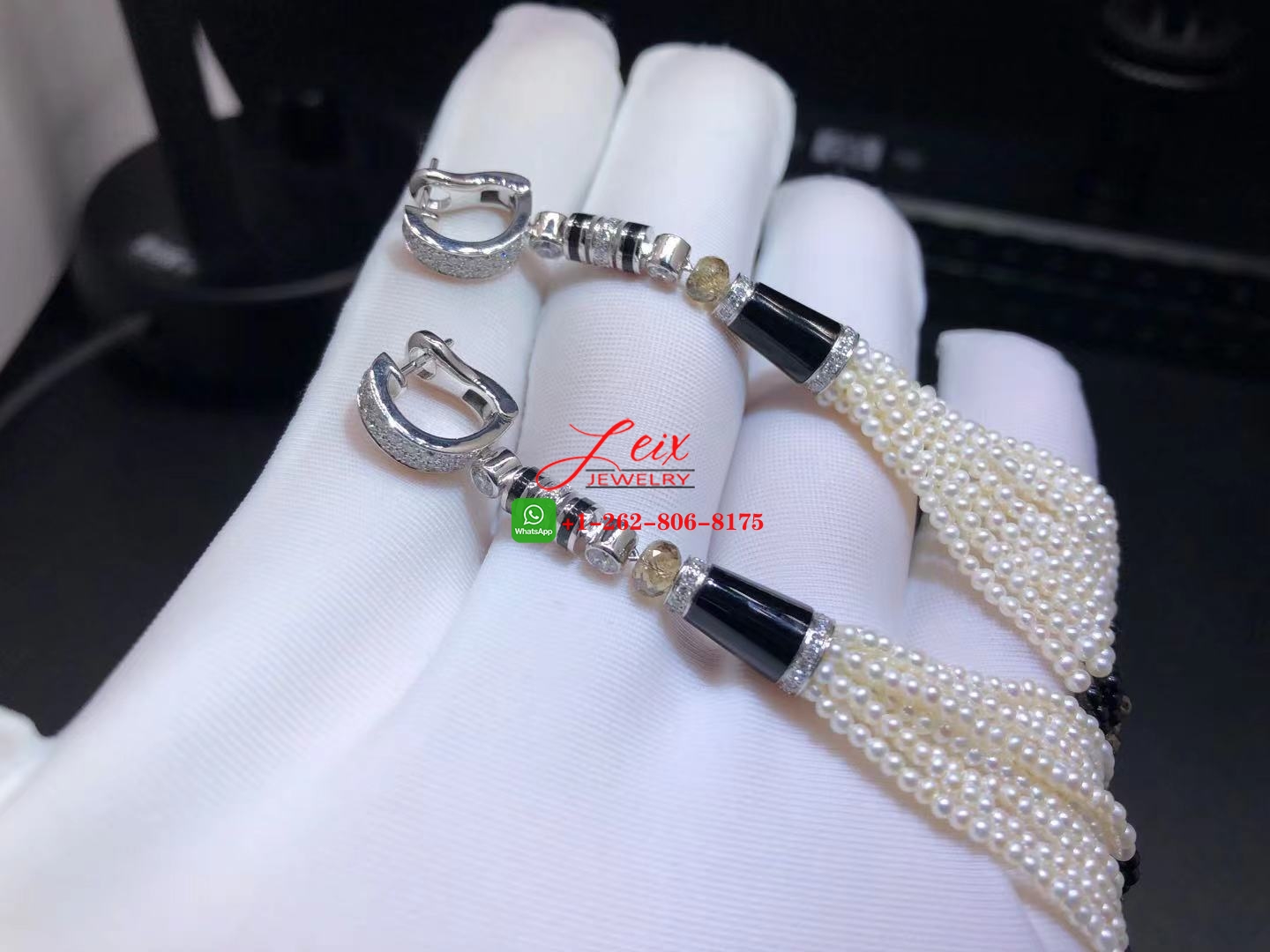 Cartier Platinum Geometry and Contrast Diamonds & Pearl Tassels Earrings (2) Cartier Platinum Geometry and Contrast Diamonds & Pearl Tassels Earrings