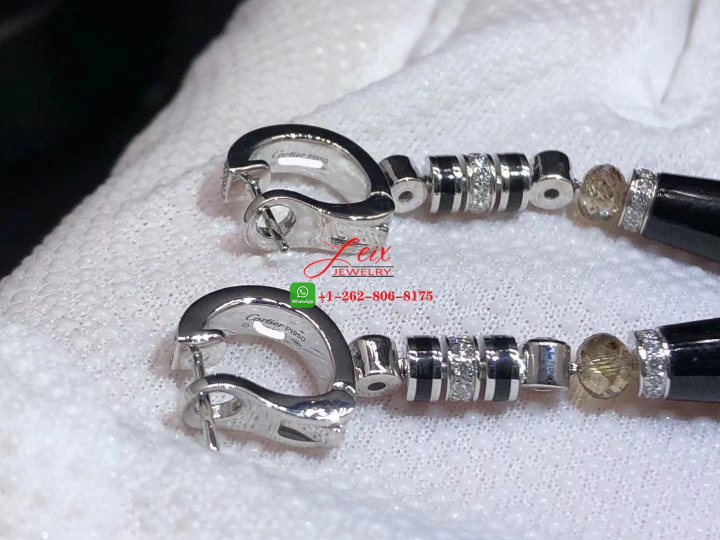 Cartier Platinum Geometry and Contrast Diamonds & Pearl Tassels Earrings (5) Cartier Platinum Geometry and Contrast Diamonds & Pearl Tassels Earrings
