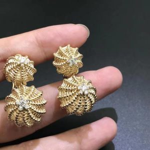 Custom Cartier 18K Yellow Gold Cactus de Cartier Diamond Earrings