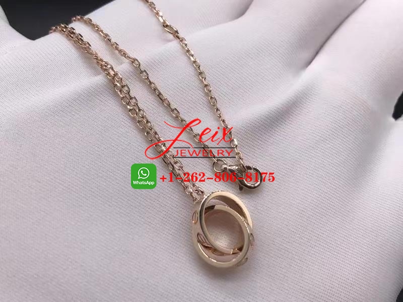 Custom Cartier Love Innerlocking Loop 18k Rose Gold Necklace (3) Custom Cartier Love Innerlocking Loop 18k Rose Gold Necklace