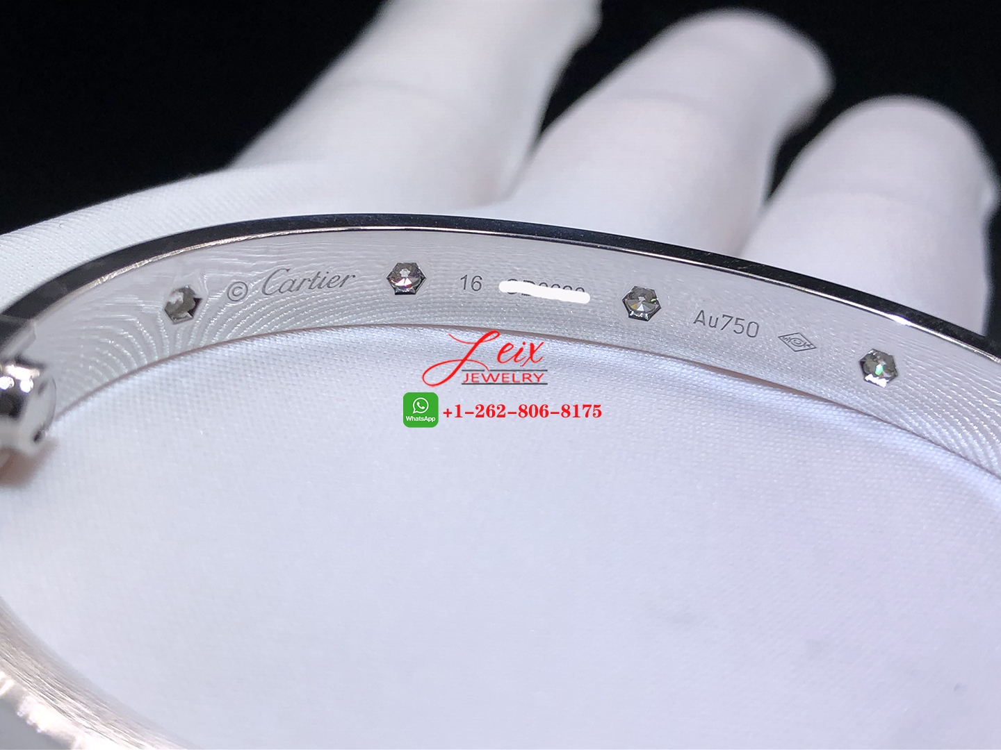 Custom Made Cartier 18k White Gold 10 Diamonds Love Bracelet (2) Custom Made Cartier 18k White Gold 10 Diamonds Love Bracelet