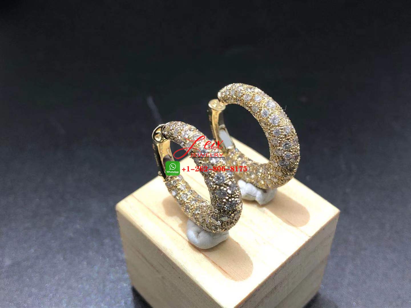 Custom Made Cartier 18k Yellow Gold 6.12ct Diamond Hoop Earrings (1) Custom Made Cartier 18k Yellow Gold 6.12ct Diamond Hoop Earrings