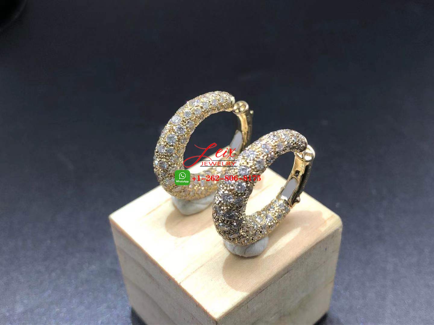 Custom Made Cartier 18k Yellow Gold 6.12ct Diamond Hoop Earrings (2) Custom Made Cartier 18k Yellow Gold 6.12ct Diamond Hoop Earrings