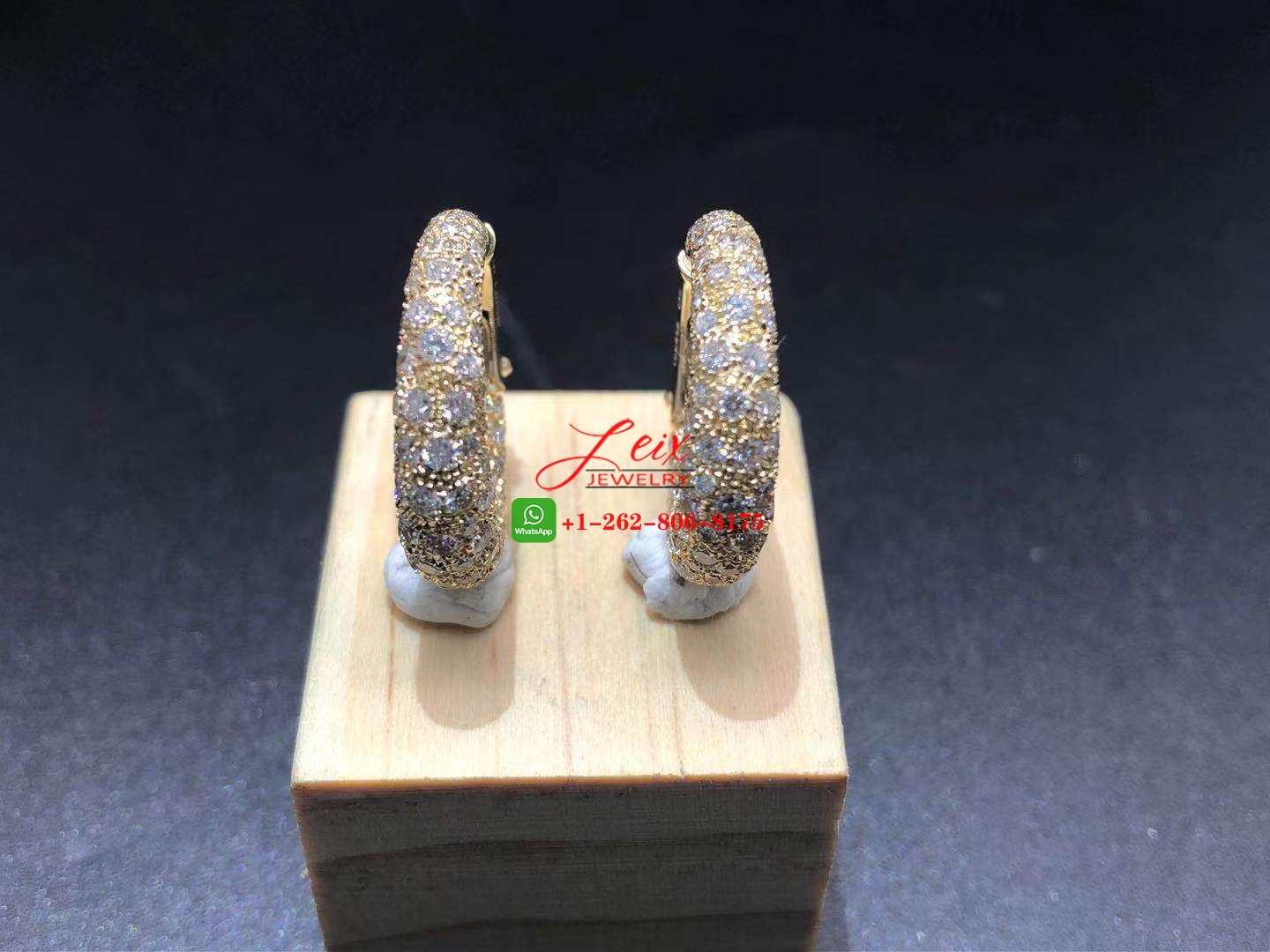 Custom Made Cartier 18k Yellow Gold 6.12ct Diamond Hoop Earrings (3) Custom Made Cartier 18k Yellow Gold 6.12ct Diamond Hoop Earrings