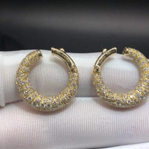 Custom Made Cartier 18k Yellow Gold 6.12ct Diamond Hoop Earrings