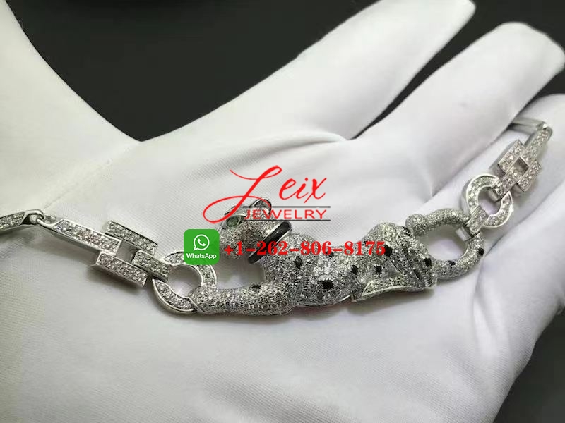 Custom Panthere de Cartier 18K White Gold 5.41ct Diamond Necklace (2) Custom Panthere de Cartier 18K White Gold 5.41ct Diamond Necklace