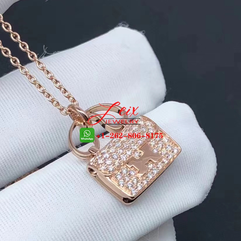 Hermes Constance Amulette 18k Rose Gold & Diamond Pendant Necklace (3) Hermes Constance Amulette 18k Rose Gold & Diamond Pendant Necklace