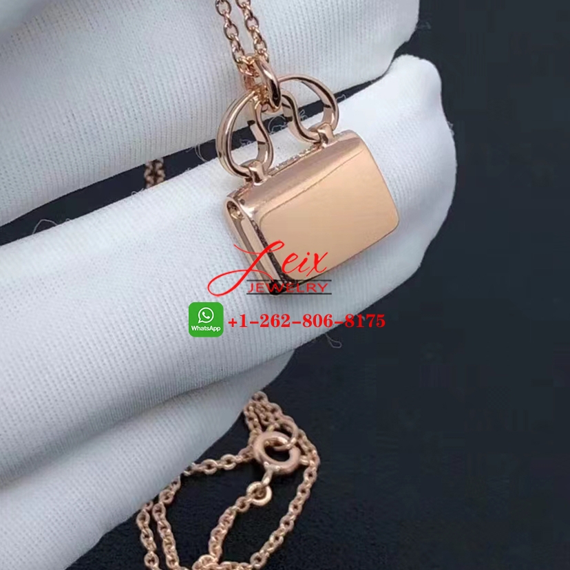 Hermes Constance Amulette 18k Rose Gold & Diamond Pendant Necklace (5) Hermes Constance Amulette 18k Rose Gold & Diamond Pendant Necklace