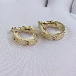 High Quality Cartier Love 18k Yellow Gold 2 Diamond 5.7MM Hoop Earrings