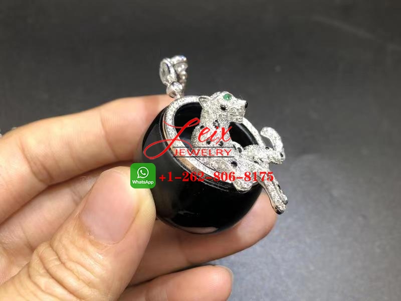 Panthere de Cartier 18k White Gold Black Jade 3.37ct Diamond Leopard Charm Necklace (3) Panthere de Cartier 18k White Gold Black Jade 3.37ct Diamond Leopard Charm Necklace
