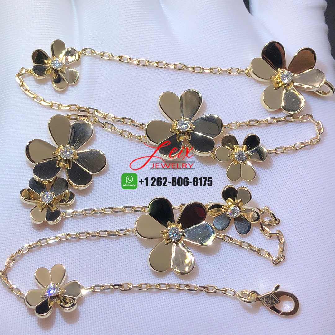 VCA Frivole 18k Yellow Gold Diamond 9 Flowers Necklace (1)