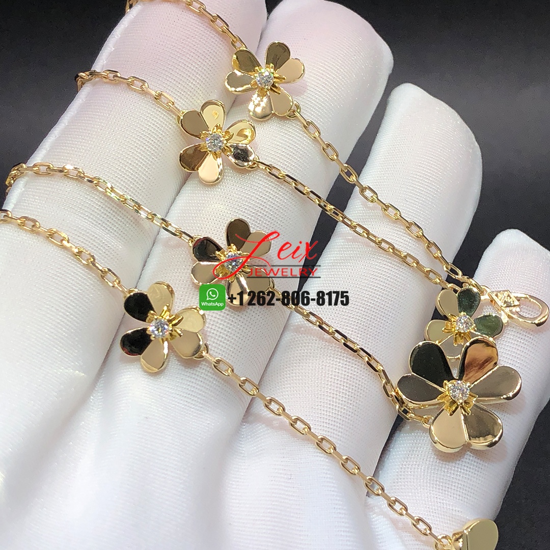 VCA Frivole 18k Yellow Gold Diamond 9 Flowers Necklace (2) VCA Frivole 18k Yellow Gold Diamond 9 Flowers Necklace (1)