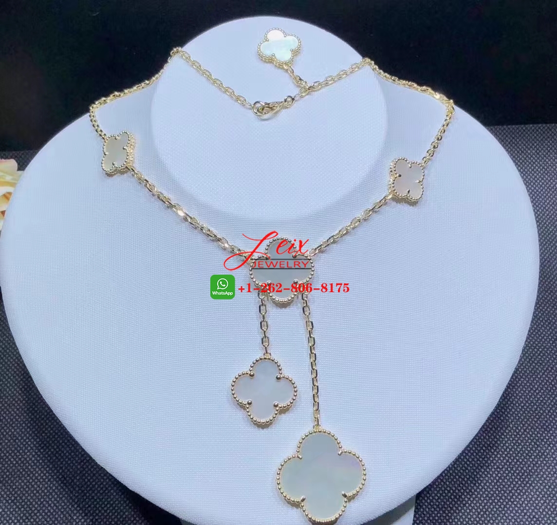 Van Cleef 18k Yellow Gold Magic Alhambra 6 Motif Mother Of Pearl Necklace Van Cleef 18k Yellow Gold Magic Alhambra 6 Motif Mother Of Pearl Necklace