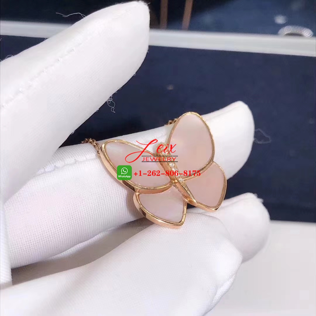 Van Cleef 18k Yellow Gold Mother-of-Pearl & Diamond Fly & Flutter Butterfly Pendant Necklace (3) Van Cleef 18k Yellow Gold Mother-of-Pearl & Diamond Fly & Flutter Butterfly Pendant Necklace