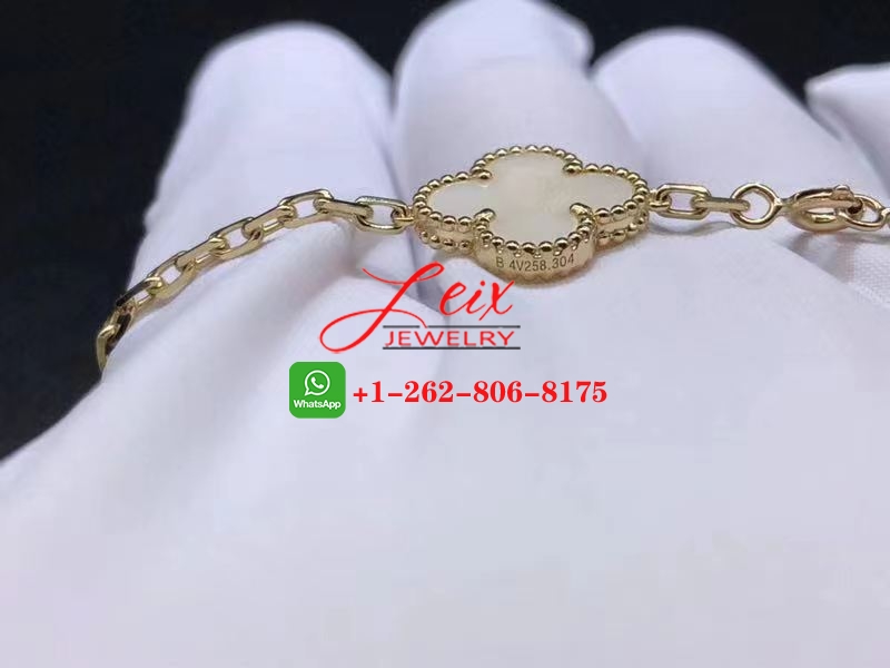 Van Cleef 18k Yellow Gold Vintage Alhambra White Coral 20 Motif Long Necklace (1) Van Cleef 18k Yellow Gold Vintage Alhambra White Coral 20 Motif Long Necklace