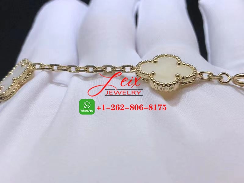 Van Cleef 18k Yellow Gold Vintage Alhambra White Coral 20 Motif Long Necklace (2) Van Cleef 18k Yellow Gold Vintage Alhambra White Coral 20 Motif Long Necklace