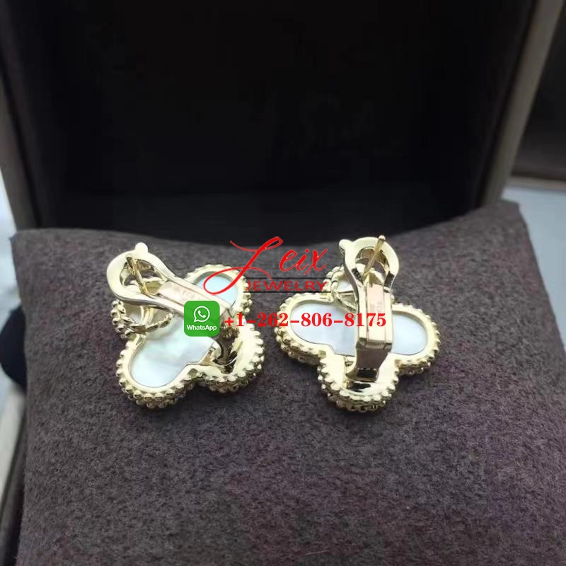 Van Cleef & Arpels 18k Yellow Gold Mother of Pearl Magic Alhambra Earrings (1) Van Cleef & Arpels 18k Yellow Gold Mother of Pearl Magic Alhambra Earrings