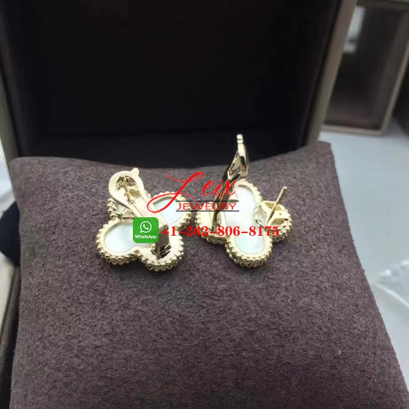 Van Cleef & Arpels 18k Yellow Gold Mother of Pearl Magic Alhambra Earrings (3) Van Cleef & Arpels 18k Yellow Gold Mother of Pearl Magic Alhambra Earrings