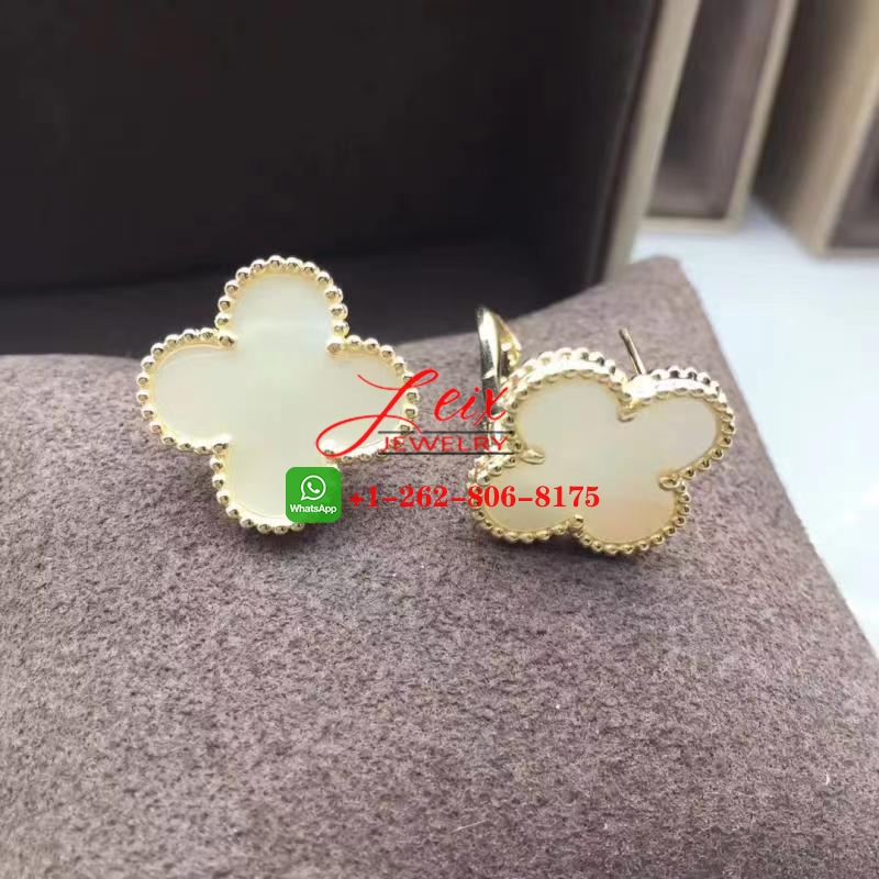 Van Cleef & Arpels 18k Yellow Gold Mother of Pearl Magic Alhambra Earrings (4) Van Cleef & Arpels 18k Yellow Gold Mother of Pearl Magic Alhambra Earrings