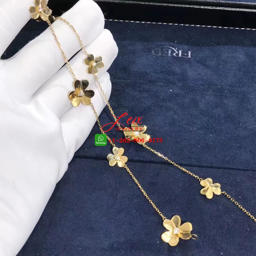 Van Cleef & Arpels Frivole 18k Yellow Gold Diamond 9 Flowers Necklace (2) Van Cleef & Arpels Frivole 18k Yellow Gold Diamond 9 Flowers Necklace