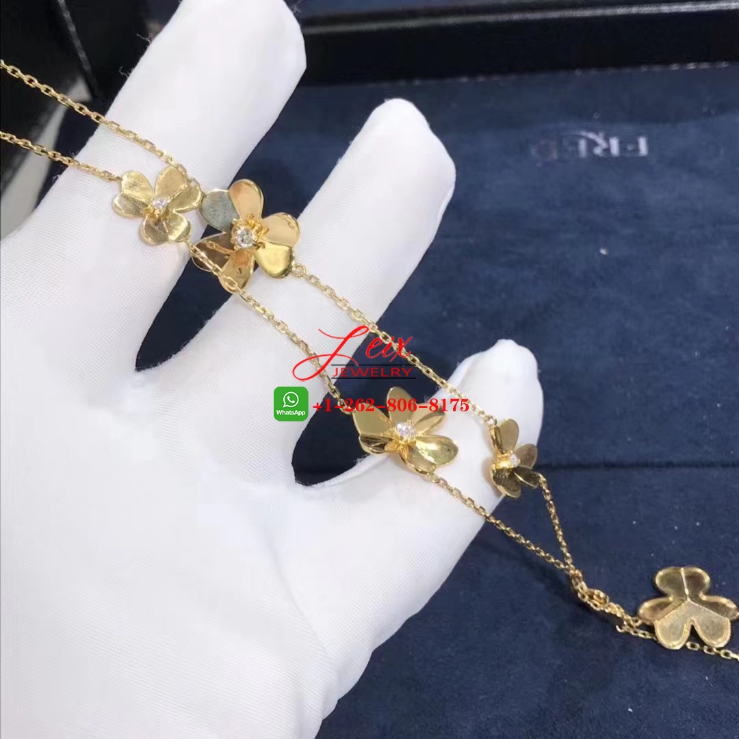 Van Cleef & Arpels Frivole 18k Yellow Gold Diamond 9 Flowers Necklace (3) Van Cleef & Arpels Frivole 18k Yellow Gold Diamond 9 Flowers Necklace